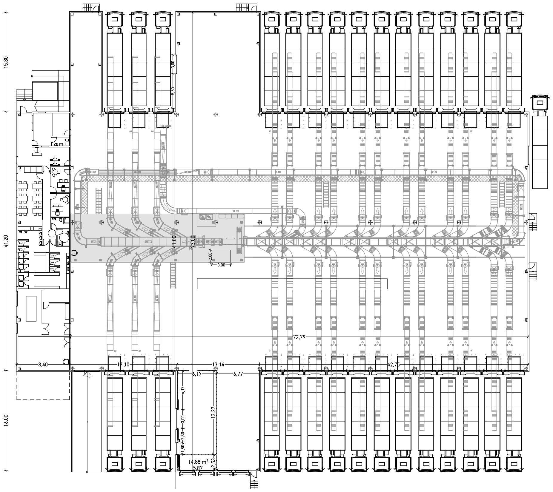 Floor plan of the SEUR logistics centre in Guarromán